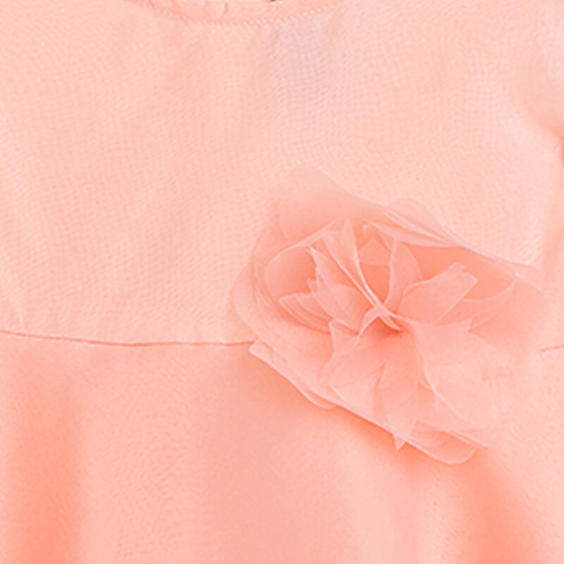 Girls Light Pink Solid Short Sleeve Dress image number 3